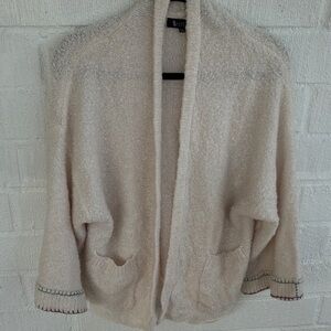 ii sisters Wool Knit Cream Open-Front Holiday Cardigan sz S/M